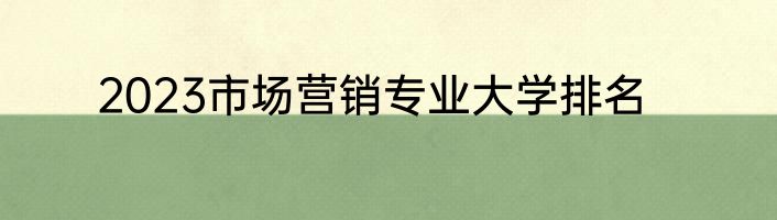 2023市场营销专业大学排名