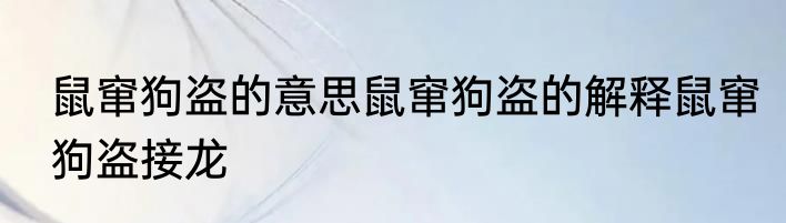 鼠窜狗盗的意思鼠窜狗盗的解释鼠窜狗盗接龙