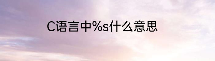 C语言中%s什么意思