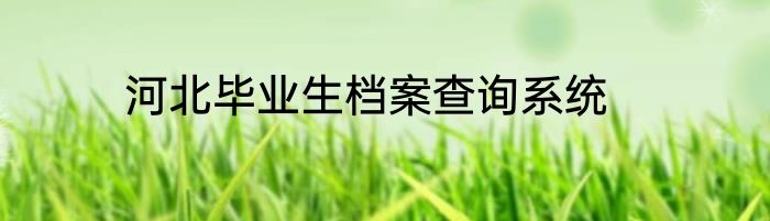 河北毕业生档案查询系统