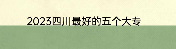2023四川最好的五个大专