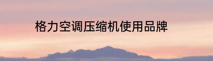 格力空调压缩机使用品牌