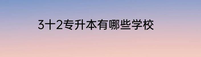 3十2专升本有哪些学校