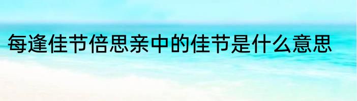 每逢佳节倍思亲中的佳节是什么意思