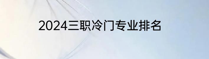 2024三职冷门专业排名