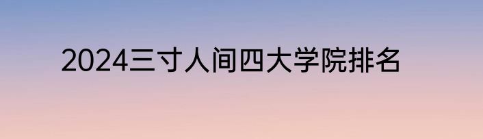 2024三寸人间四大学院排名