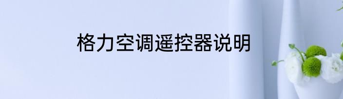 格力空调遥控器说明