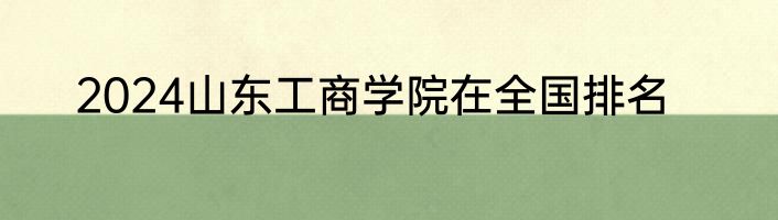 2024山东工商学院在全国排名