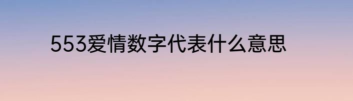 553爱情数字代表什么意思