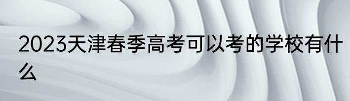 2023天津春季高考可以考的学校有什么