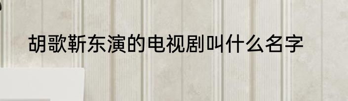 胡歌靳东演的电视剧叫什么名字
