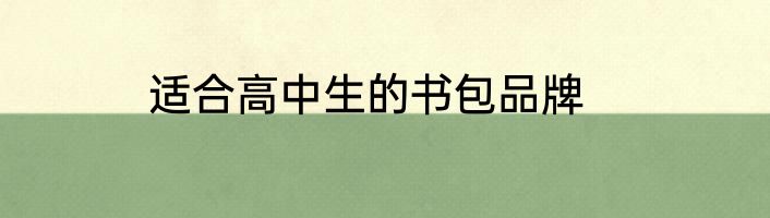 适合高中生的书包品牌