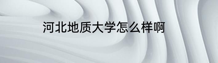 河北地质大学怎么样啊