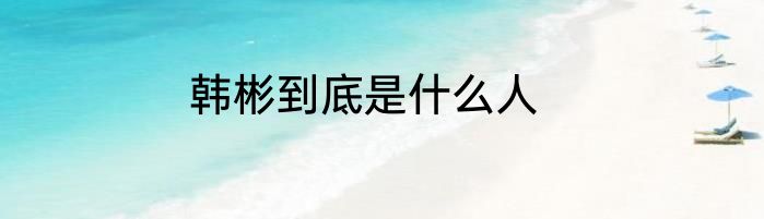韩彬到底是什么人