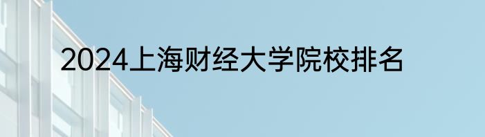 2024上海财经大学院校排名