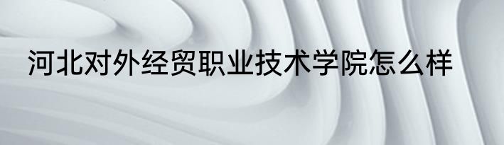 河北对外经贸职业技术学院怎么样