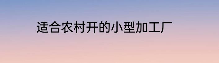 适合农村开的小型加工厂