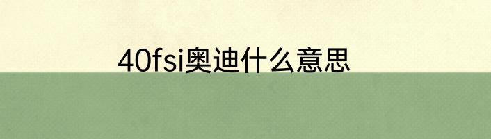 40fsi奥迪什么意思