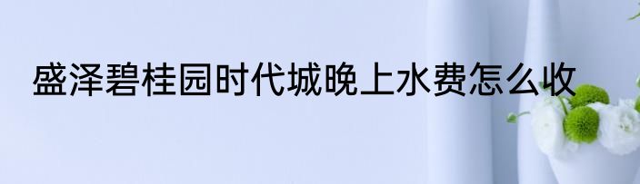 盛泽碧桂园时代城晚上水费怎么收