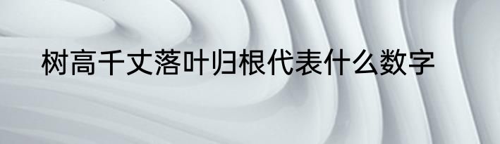 树高千丈落叶归根代表什么数字
