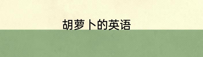 胡萝卜的英语