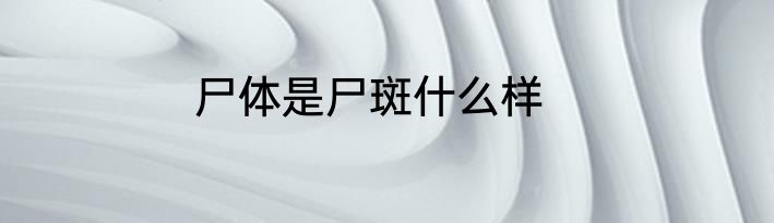 尸体是尸斑什么样
