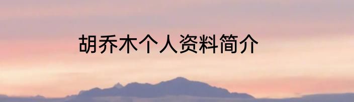 胡乔木个人资料简介