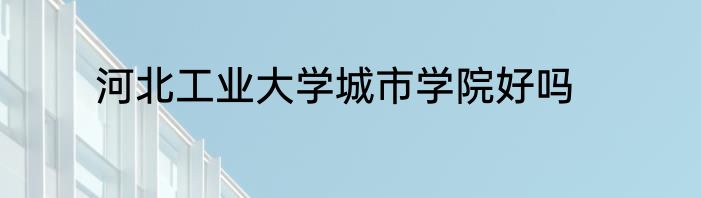 河北工业大学城市学院好吗