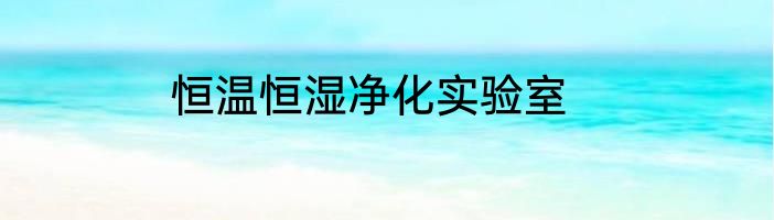 恒温恒湿净化实验室