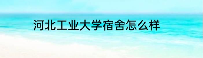 河北工业大学宿舍怎么样