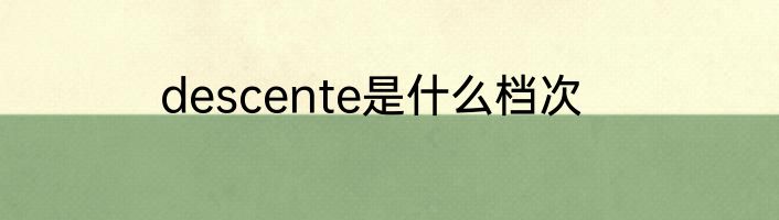 descente是什么档次