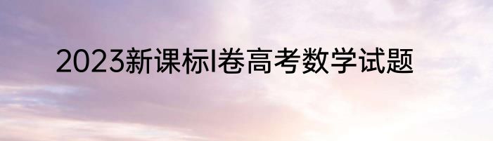 2023新课标I卷高考数学试题