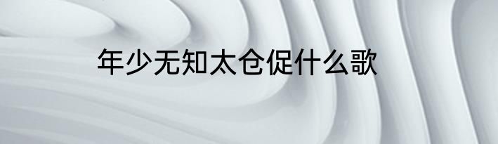 年少无知太仓促什么歌