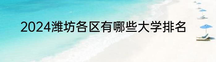 2024潍坊各区有哪些大学排名