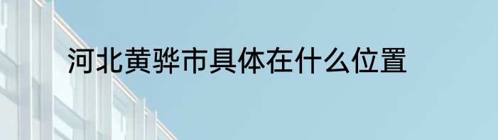 河北黄骅市具体在什么位置