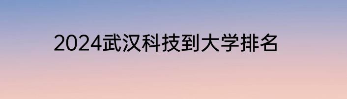 2024武汉科技到大学排名
