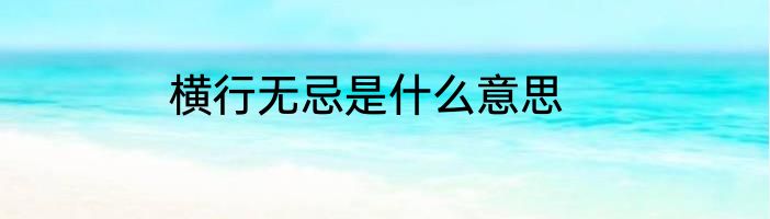 横行无忌是什么意思