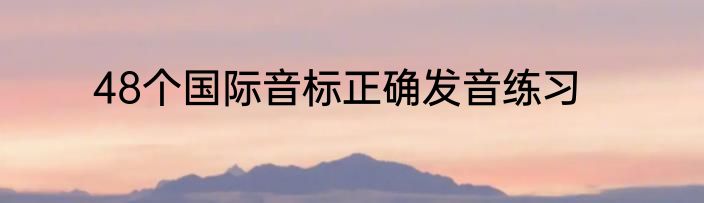 48个国际音标正确发音练习