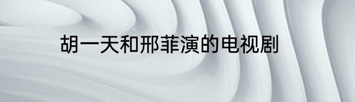 胡一天和邢菲演的电视剧
