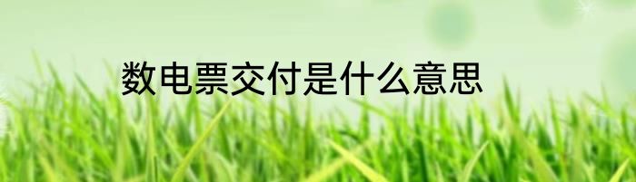 数电票交付是什么意思