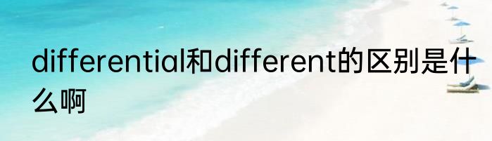 differential和different的区别是什么啊