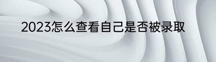 2023怎么查看自己是否被录取