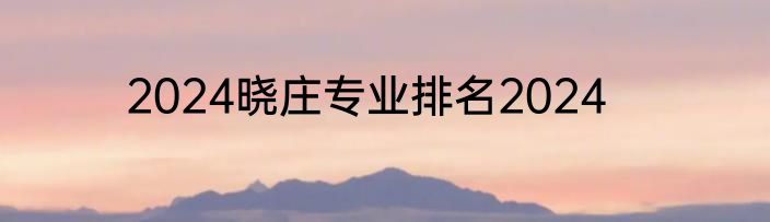 2024晓庄专业排名2024