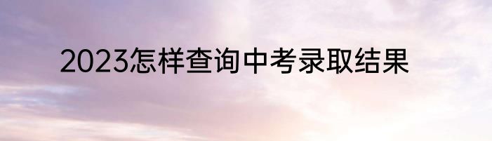 2023怎样查询中考录取结果