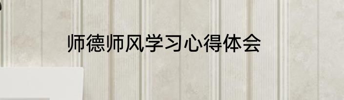 师德师风学习心得体会