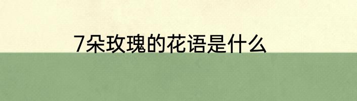 7朵玫瑰的花语是什么