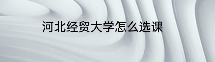 河北经贸大学怎么选课