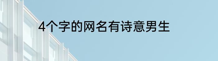 4个字的网名有诗意男生