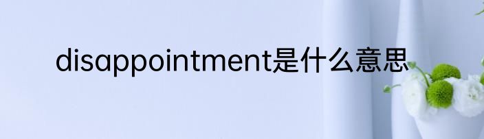 disappointment是什么意思