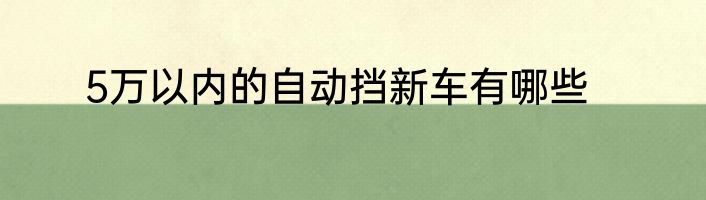 5万以内的自动挡新车有哪些